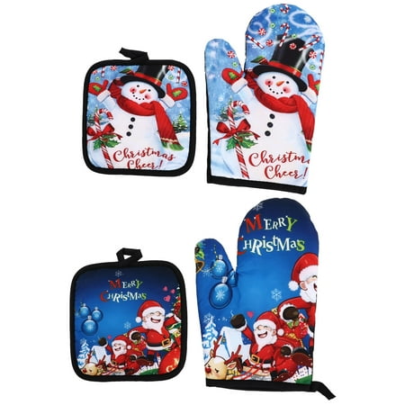 

1 Set Christmas Kitchen Oven Heat Resistant Gloves Creative Insulation Pads