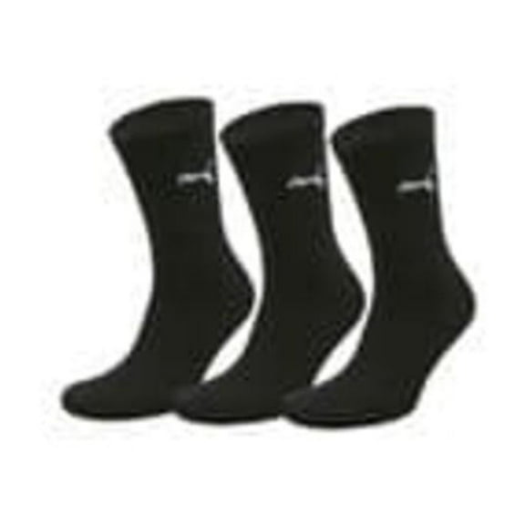 Puma Unisex Sports Socks, 3 Pairs - Tennis Socks, Crew Socks, Plain Black 43-46