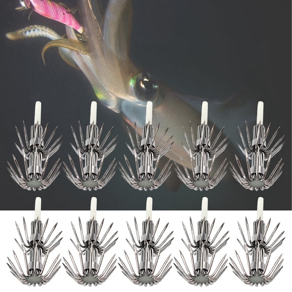 Cheers.US 20Pcs Double-layers Squid Jig Luminous Squid Fishing Hooks Glow Squid Jigs Cuttlefish Sleeve Fishing Jigs Squid Hard Bait Octopus Lure Glow in Dark
