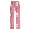 thumbnail image 5 of Adult Easter Pajamas Stretch Waist Drawstring Lounge Sleepwear Funny Bunny Print Comfy Wide Leg Pants (Watermelon Red,2XL), 5 of 6