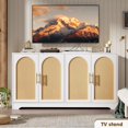 thumbnail image 5 of Buffet Cabinet with Storage, Rattan Storage Cabinet with 4 Doors, Modern Accent Sideboard with Sturdy Wood Feet, for Living Room, Dining Room, Entryway, 5 of 7