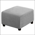 thumbnail image 1 of Large Light Gray Square Footstool Cover Stretch Ottoman Cover Plush, Thicker Large Stretch Pouffe Cover Anti-slip Foot Stool Jacquard Slipcovers With, 1 of 5