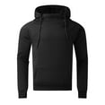 thumbnail image 5 of LIIPEE Men Hoodies Solid Color Long Sleeve Drawstring Pullover Hooded Sweatshirt With Pocket Male Versatile Sport Sweatshirts,Black,L, 5 of 5