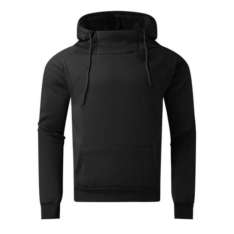 Mens Hoodie Fall Sweatshirt Loose Turtleneck Hooded High Neck