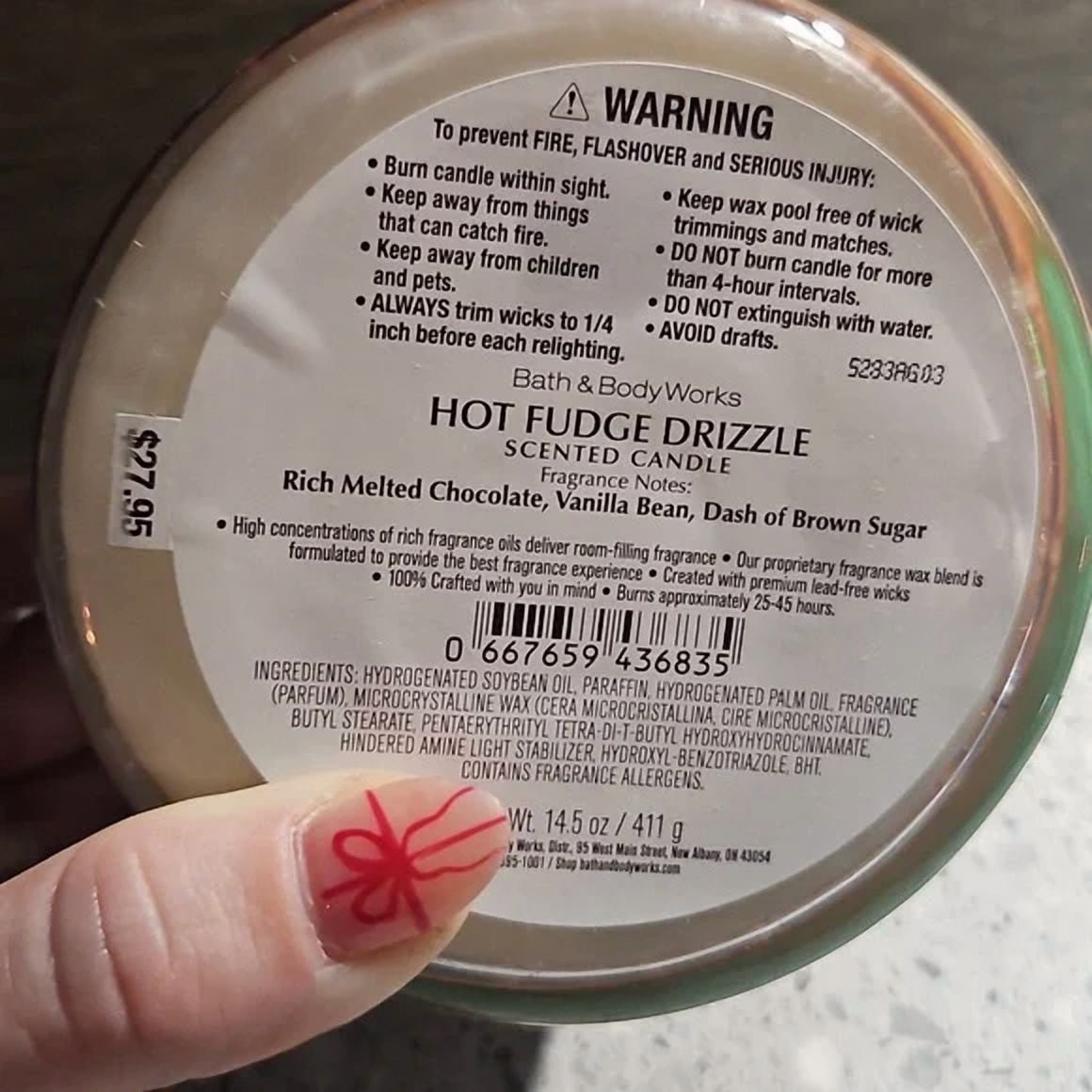 Bath & Body Works Hot Fudge Drizzle Scented 3 Wick Candle