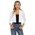 thumbnail image 4 of Yesfashion Women's 3/4 Sleeve Cropped Cardigan Sweaters Open Front Knit Short Bolero Shrugs, 4 of 5