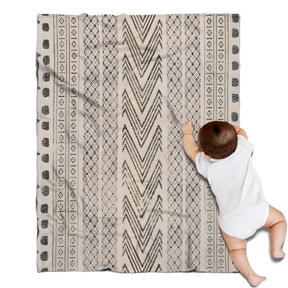 Boho Black and White Tribal Ethnic Pattern Blanket,Comfortable Soft Flannel Throw Blanket,All Season,Warm Lightweight Blankets for Sofa Bed Couch Living Room Chair,30"x40"