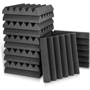 Acoustic Foam Panels 2" X 12" X 12" Acoustic Foam Panels, Studio Wedge Tiles, Sound Panels wedges Soundproof Sound Insulation (12 Pack, Black)