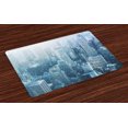 thumbnail image 1 of Ambesonne Winter Place Mats Set of 4, Snow in New York City, Standard Size, White Pale Green, 1 of 4