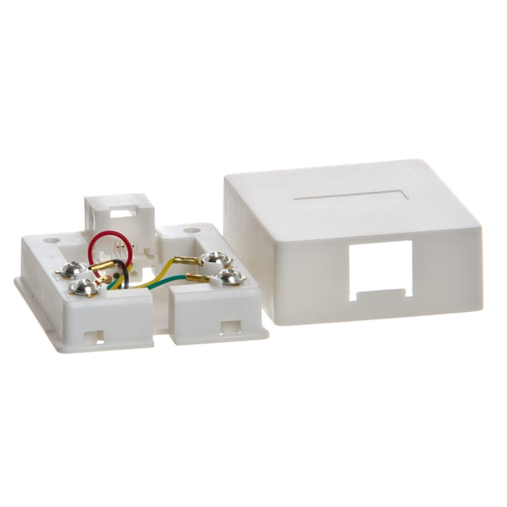 Cmple - 1 Port Phone Jack Wall Plate RJ11 Telephone Cord Surface Mount Box Female Landline Phone Keystone Jack for 2 Line House Phone, Answering Machine, Fax