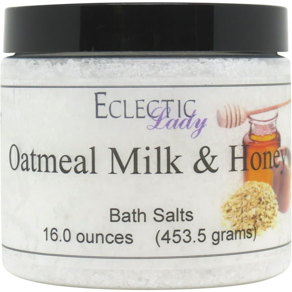Oatmeal Milk And Honey Bath Salts by Eclectic Lady, 16 ounces