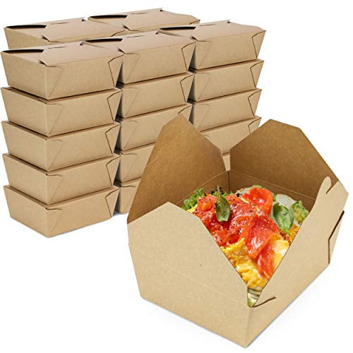 Fit Meal Prep 48 oz To Go Boxes, Paper Take Out Containers, Lunch Meal Food Boxes Disposable, Microwave Safe, Leak Grease Resistant for Restaurant, Catering, 300 Pack