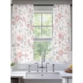 thumbnail image 2 of Pink Rose Sheer Curtains 63 Inch Length 2 Panels Set Window Treatments, Modern Simple Romantic Flowers Floral Leaves Rod Pocket Semi Curtains for Living Room/Bedroom/Kitchen Décor, 104"W x 63"L, 2 of 7