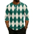 thumbnail image 2 of MLQIDK Men's Henley Neck Raglan Sleeve 3/4 Length Sleeve Shirt Plaid Print Casual Comfort Fit Breathable Summer Top for Men Green M, 2 of 7