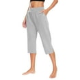 thumbnail image 3 of DHFJKG Women's Capri Yoga Pants With Pockets Side Slits Elastic Waist Solid Color Mid Rise Wide Leg Workout Crop Pants For Exercise Soft Trousers, 3 of 6