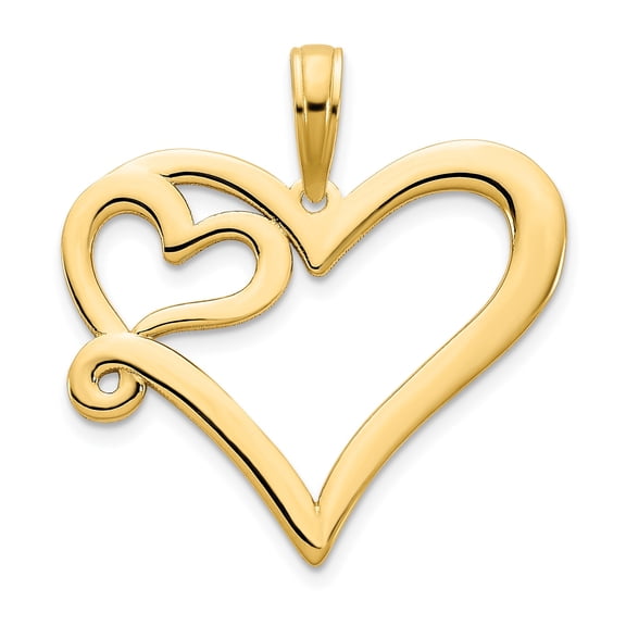 14k Yellow Gold Double Heart Pendant Necklace for Women, Open Linked Hearts Design, Symbol of Love and Connection, Fine Jewelry for Anniversary and Everyday Wear