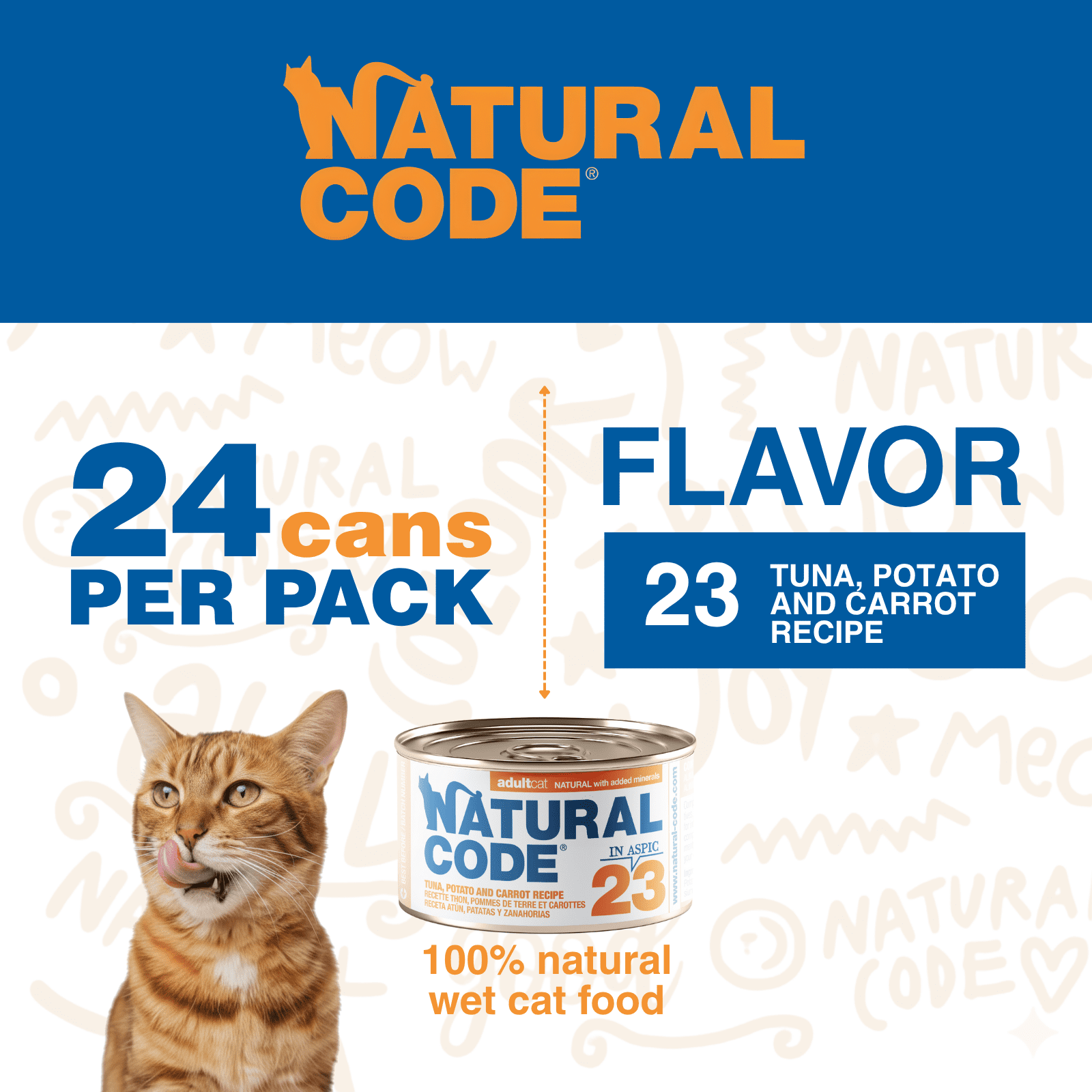 Natural Code - Wet Cat Food, Limited Ingredient, High-Protein, Non-GMO, No Artificial Additives, Made in Italy, Tuna, Potato & Carrot in Aspic for Adult Cats (3 oz, 24 Pack)