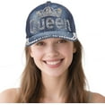 thumbnail image 2 of Bling Baseball Cap for Women Bejeweled Distressed Denim and Diamonds Hat Studded Rhinestone Cap, 2 of 7