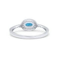 thumbnail image 3 of Halo Oval Petite Dainty Ring Lab Created Opal Ring 925 Sterling Silver Size 9, 3 of 5