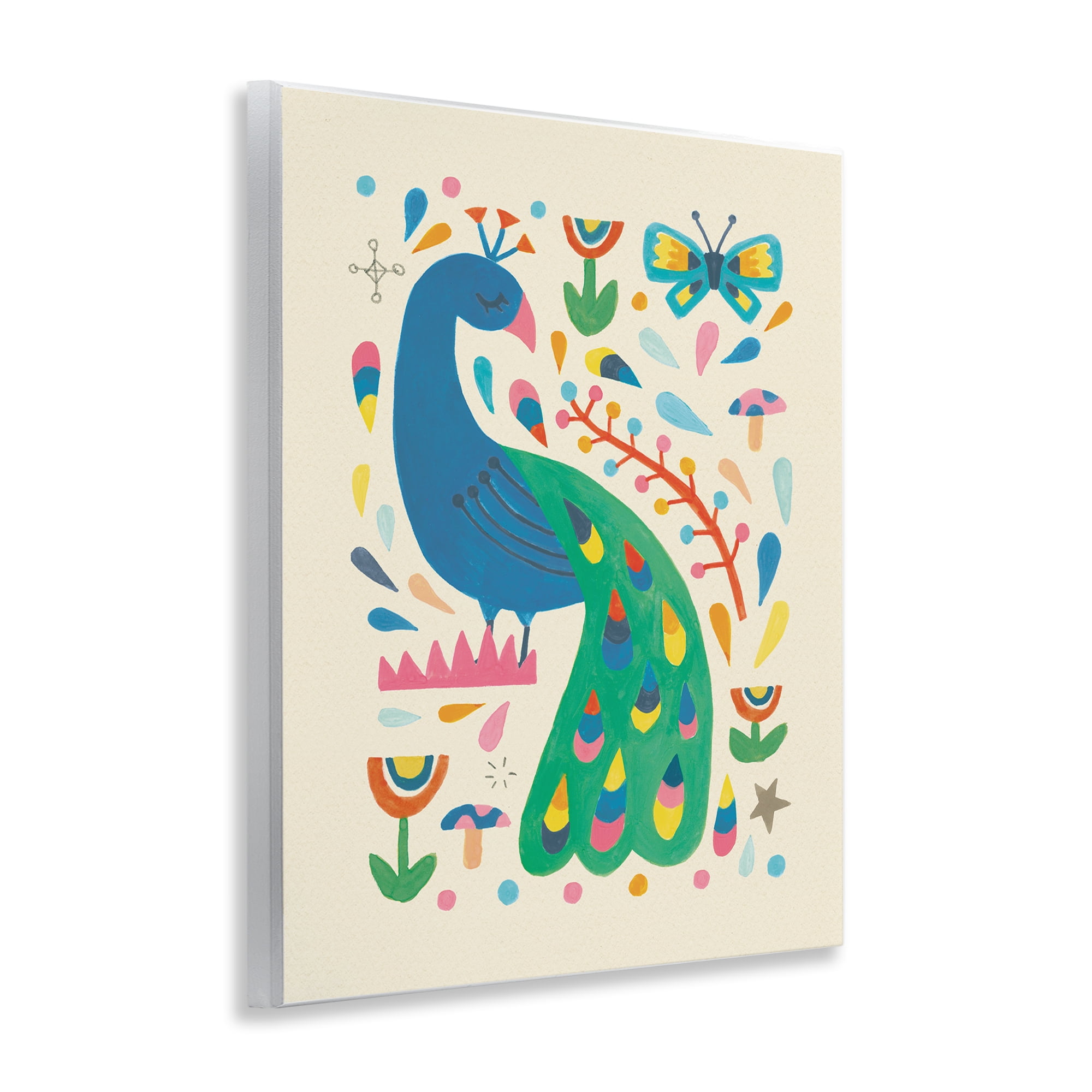 Stupell Industries Pretty Peacock Patterns Animals Painting Unframed Art Print Wall Art, 11 x 14