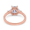 thumbnail image 3 of Rose Tone, Simulated Cubic Zirconia Size-5 Emerald Cut Three Stone Art Deco Wedding Engagement Bridal Ring 925 Sterling Silver, 3 of 7