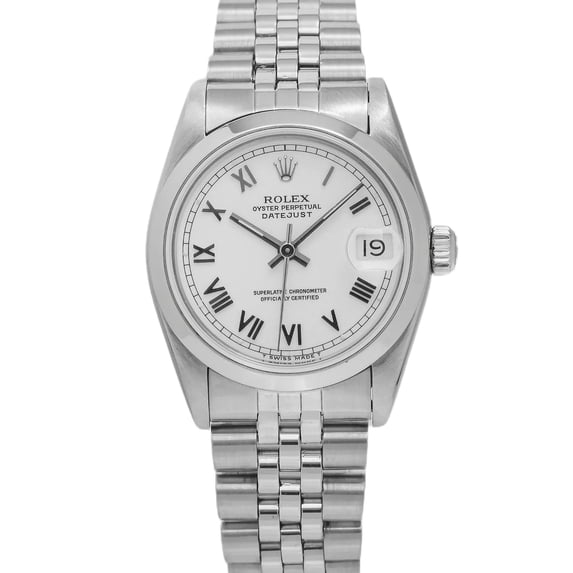 Pre-Owned Rolex Datejust 31MM 68240 White Roman Dial Smooth Bezel Stainless Steel Jubilee Bracelet