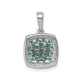 thumbnail image 3 of Real 14kt White Gold Diamond and .50 Emerald Princess Square Halo Pendant; for Adults and Teens; for Women and Men, 3 of 4