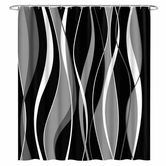 Black Fabric Shower Curtain for Bathroom ,Waterproof Shower Curtains with Hooks 72"X72"