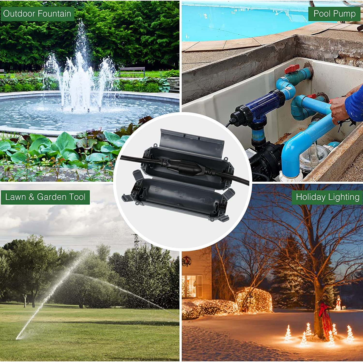 Outdoor Extension Cord Safety Cover with Waterproof Seal, Weatherproof Electrical Connection Box to Protect Outdoor Outlet, Plug, Socket, Christmas Holiday Decoration Light
