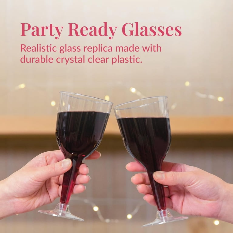 Prestee 24 Clear Stemmed Plastic Wine Glasses - 10 oz Disposable Wine  Glasses for Parties - Plastic Wine Cups with Stem for Weddings, Wine  Tasting, ...