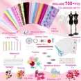 thumbnail image 2 of 700 Pcs Fashion Designer Kit for Girls, DIY Arts & Crafts Kit with 4 Mannequins, Doll Clothes Making Sewing Kit, Girls' Birthday and Christmas Gifts for Age 6-12, 2 of 7