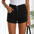 thumbnail image 2 of Yindaity Denim Shorts Women Womens Jean Shorts High Waisted Stretchy Buttoned Denim Shorts(Black,2XL), 2 of 7