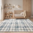 thumbnail image 4 of Memoryfield 5' x 7' Washable Plaid Area Rug, Modern Non-Slip, Stain-Resistant Floor Carpet for Bedroom, Living Room, Nursery, Dining Room & Dorm, Blue&Beige, 4 of 6