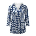 thumbnail image 3 of GaThRRgYP Going Out Tops for Women,Womens Blouses,Fashion Woman V Neck Three Quarter 3/4Sleeve T Shirt Printing Blouse Tops Sweatshirt Blue XXL, 3 of 5