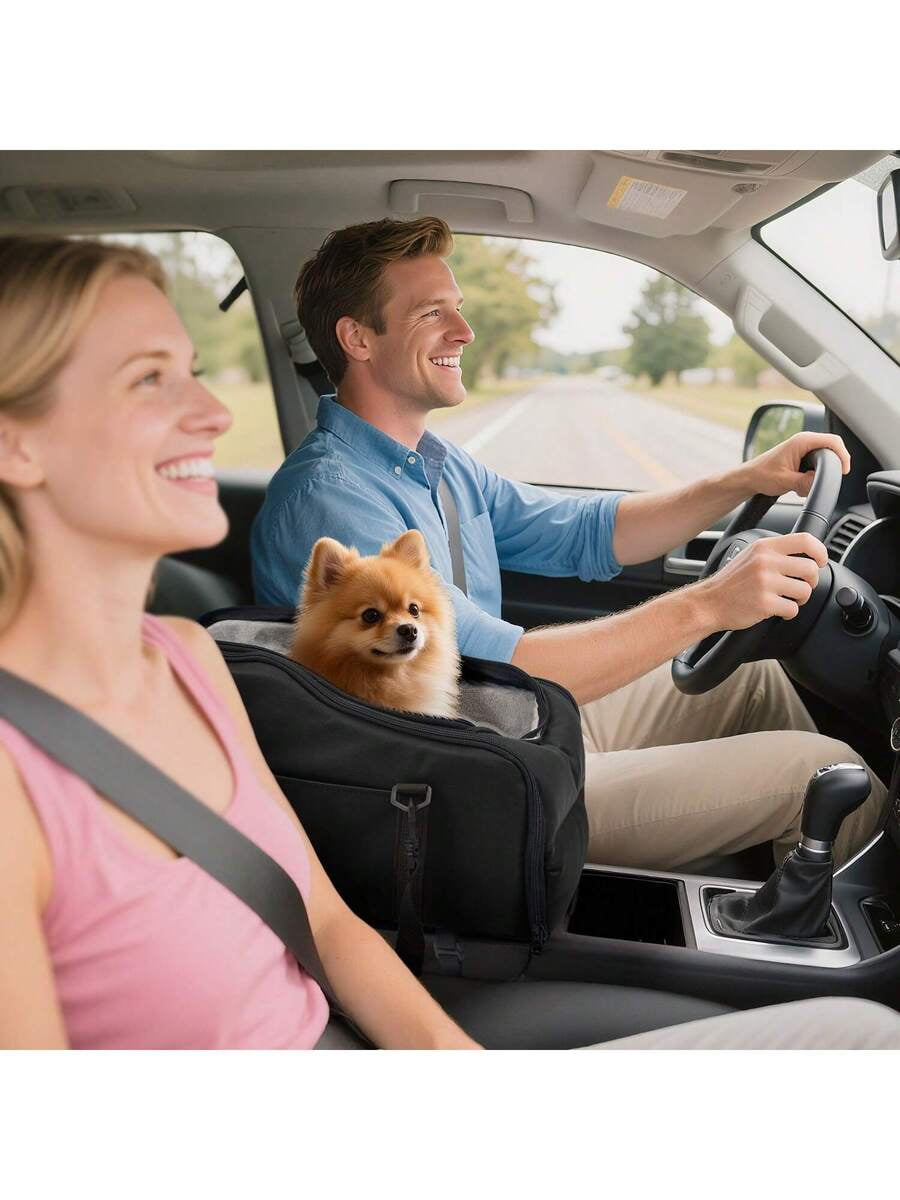 Removable And Washable Car Comfortable Pet Seat For Small Dogs And Cats - Portable Center Console Travel Bed