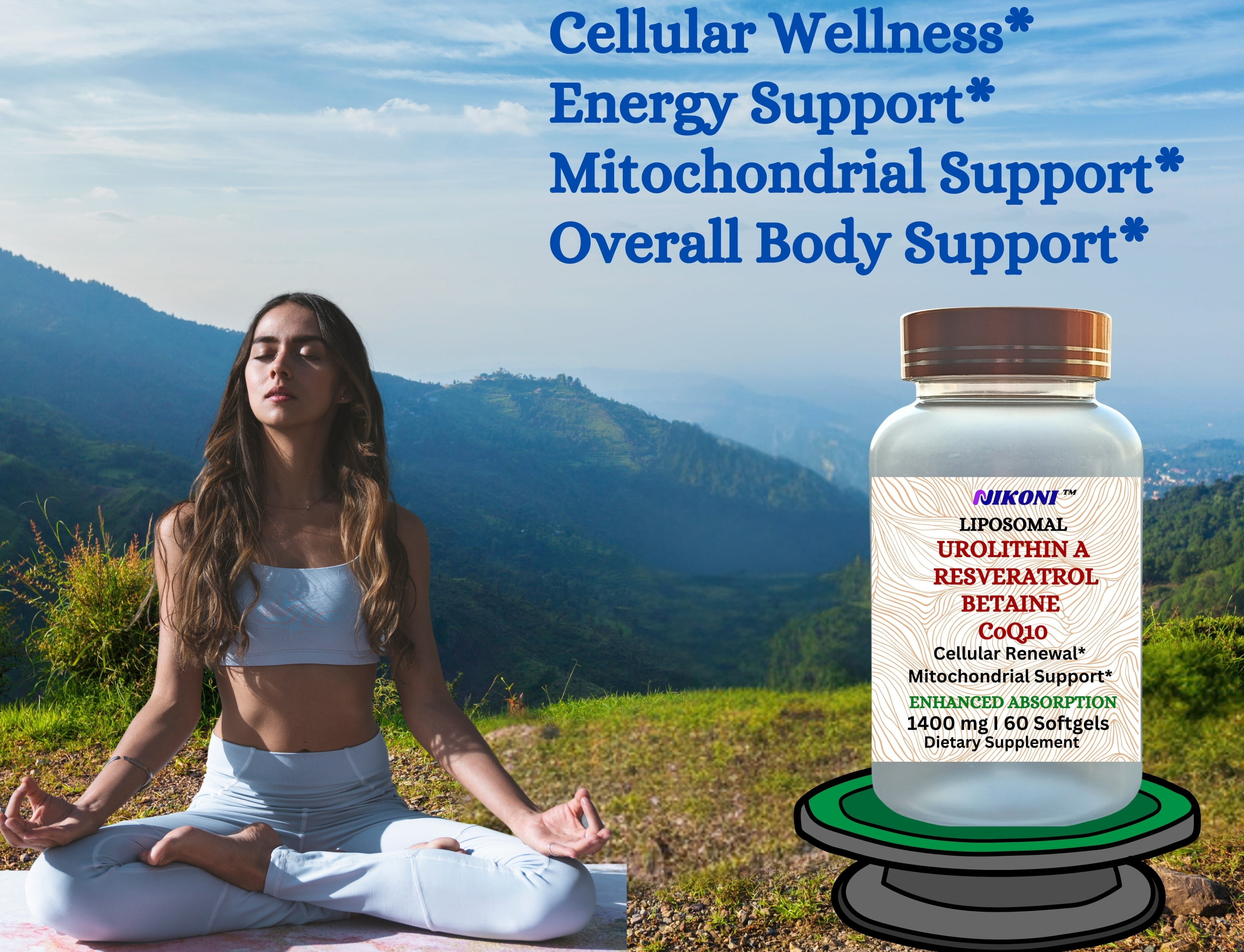 Nikoni Liposomal Urolithin-A Dietary Supplement Maximum Metabolism Healthy Aging Wellness 60 Softgels