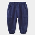 thumbnail image 2 of Rrunsv Boys Sweatpants Kids Plain Sweatpants Cotton Drawstring Casual Pull-on Jogger Pants for Boys Navy,90, 2 of 5