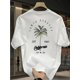thumbnail image 1 of Men'S Heavy Duty 100% Cotton T-Shirt - California Palm Tree and Letter Print, Loose Casual Short Sleeve T-Shirt TEE TOP Breathable Fabric Daily T-Shirt | Crew Neck | Knitted Material, Summer Gifts, 1 of 7