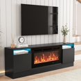 thumbnail image 1 of Modern TV Stand for TV up to 75", Black Television Console Table with Storage Cabinet, Black Entertainment Center for Living Room, Fits Into 36'' Electric Fireplace(Not Included Fireplace), 1 of 8