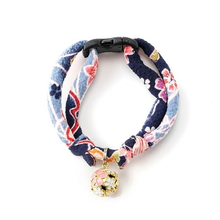 UPC: 4580471865200 | Necoichi Chirimen Sakura Cat Collar (Blue)