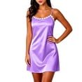 thumbnail image 6 of YOIAVAIOY Free Size Women's Satin Lace Nightgown Thin Spaghetti Strap Short Slip Dress Lightweight Summer Loungewear Sleepwear Without Built-in Bra for Bridal Party Purple, 6 of 9