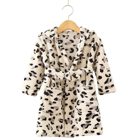 

ZSYQWZN Toddlers/Kids Hooded Robe Soft Fleece Bathrobe Children Pajamas Baby Plush Robe