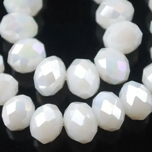 EOEMY 3mm 4mm 6mm 8mm 10mm 12mm Ab Rondelle Faceted Crystal Glass Loose Beads Lot-51A) Porcelain White Ab-3X2mm (100Pcs)