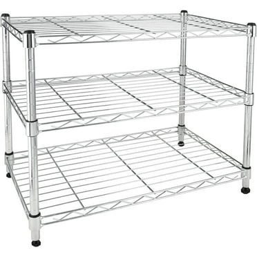 3-Tier Heavy Duty Storage Shelving Unit,Chrome,24.02" D x 13.78" W x 21.97" H inch, 1 Pack