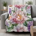 thumbnail image 2 of Pink Purple Hydrangea Blanket Soft Cozy Warm Throw Blanket for Couch, Plush Fuzzy Flannel Fleece Blankets for Sofa, Spring Pastoral Flowers Bed Blankets Lightweight Gifts for Women, 40"x60", 2 of 9