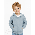 thumbnail image 3 of HILEELANG Kids 4-12Y Cotton Blend Full-Zip Hoodie, Lightweight Solid Sweatshirt with Front Pockets, Gray, 3 of 8