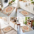thumbnail image 4 of Entryway Rug 2'x3', Orange Beige Boho Kitchen Runner Rugs Non-Slip Carpet Mats, Vintage Ethnic Abstract Art Floral Bedside Rugs Runners Washable Floor Carpet for Bathroom Laundry Room, 4 of 8