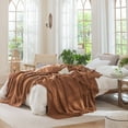 thumbnail image 2 of MooMee Throw Blanket 100% Cotton 4-Layer Gauze All-Around Fringe Ultra-Soft Breathable Lightweight (Drak Orange, Queen 90" x 90"), 2 of 8