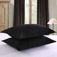 thumbnail image 2 of MarCielo 2-Piece Embroidered Pillow Shams, Decorative Microfiber Pillow Shams Set, Standard Size, Queen Size, Black, 2 of 6