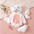 thumbnail image 5 of CUZIBR Girl Halloween Boy Fuzzy Cat Onesie With Gloves Leg Warmer Animal Romper Bodysuit Hooded Zip Up Long Sleeve Funny Dress-up Party Clothes,White,3-6 Months, 5 of 8